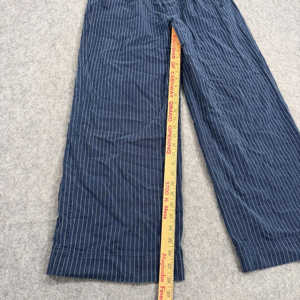 Everlane Navy Blue Striped The Way High Draped Pants Women's Size 8 Short - Picture 2 of 8